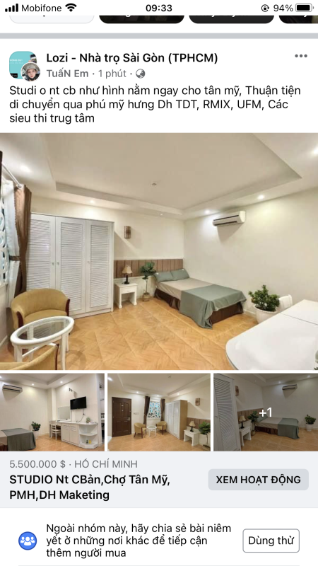 CHDV,STUDIO, Chợ Tân Mỹ, Crescent Mall, PMH,Lotte, 30m2
