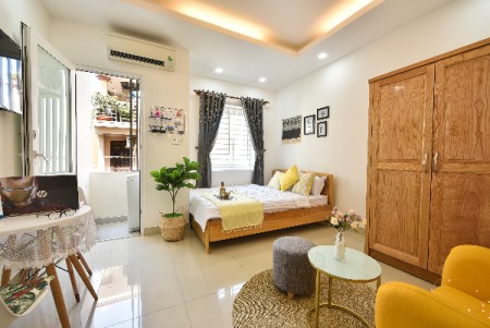 Căn hộ Studio xa bếp ban công máy giặt riêng gần Bùi Viện, VLU, đh Mở, 30m2