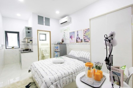 Căn hộ studio, cửa sổ thoáng sáng - Đầy đủ tiện nghi - Thiết kế gọn đẹp - Gần cầu Kênh Tẻ Quận 7, 25m2