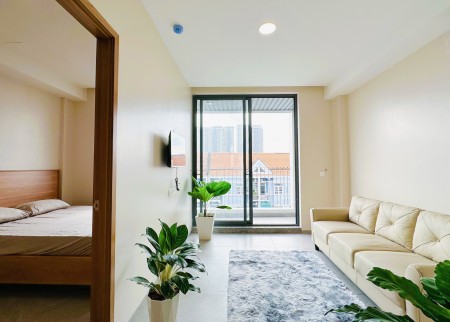Căn hộ 1PN, 1PK, phòng ăn, sẵn nội thất, máy giặt riêng, Ban công rộng, Ngay cầu Phú Thuận Q7, 45m2
