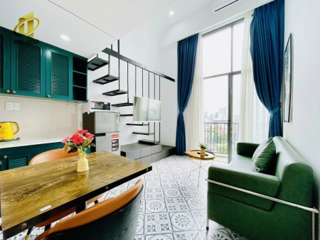 Căn hộ Duplex gác cao tone xanh, thiết kế độc đáo, sang trọng - Full nội thất - Gần GO (BigC) Quận 7, 40m2