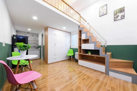 Căn hộ Duplex gác cao, thiết kế đẹp mắt, full nội thất, Cửa sổ thoáng sáng, Ngay chợ Tân Quy Q7, 40m2