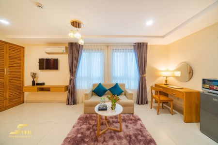 Phòng full nội thất chỉ dọn vào là ở phòng rộng có cửa sổ lớn thuận tiện qua các quận 5,4, 45m2