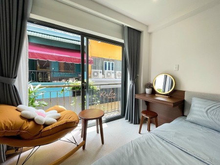 Cho thuê căn hộ cao cấp, studio ban công, Q1 gần CV Tao Đàn, phố đi bộ BV, ĐH. Mở, ĐH. Văn Lang, 35m2