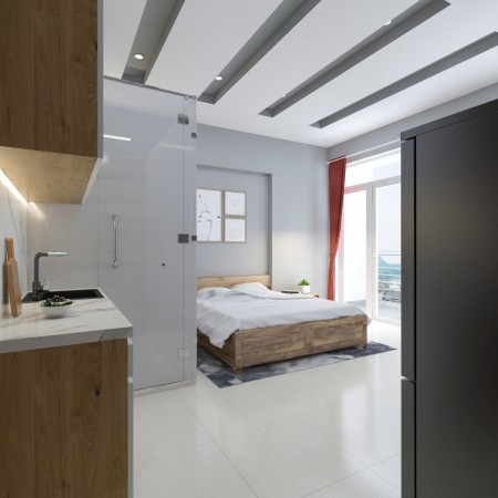 Studio ban công tách bếp , full nội thất, gần Lotte, đại học RMIT, tôn đức thắng, chợ tân mỹ,, 40m2