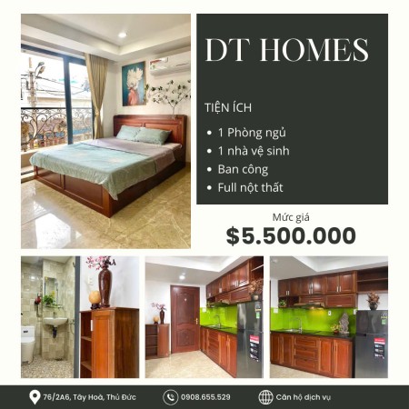 Phòng đẹp-Giá tốt tại Thủ Đức -CHDV DT Homes cho thuê dài hạn và Ngắn hạn, 25m2