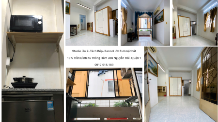 Số 137 Trần Đình Xu - studio lầu 2 - 30m2 - bancol - vườn hoa - cửa sổ - tách bếp - chỉ 5.5 tr/th, 29m2