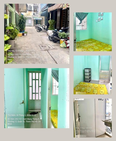 Phòng cho thuê tại 285/101/2D1 Cách Mạng Tháng 8, P.12, Q.10., 20m2