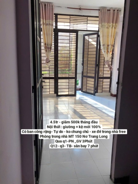 GIẢM 500k THÁNG ĐẦU - PHÒNG BAN CÔNG TRONG NHÀ MT 150 NƠ TRANG LONG, P14, BÌNH THẠNH, 30m2