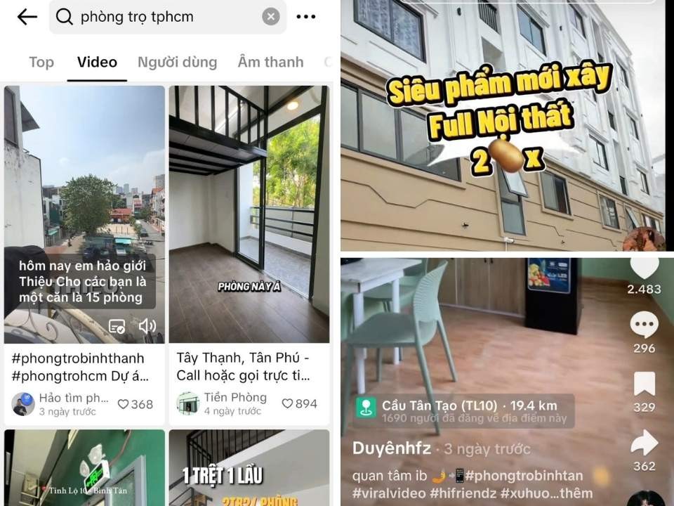 Tìm trọ TPHCM qua các video trên Tiktok